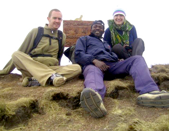 We made it!  Hev, Didimus and me on top of Mt. Cameroon